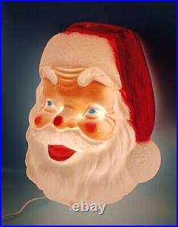 1968 Santa Face Empire Blow Mold Lighted Christmas 17 Santa Head New LED Light