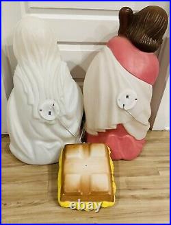 1970's General Foam Mary Joseph & Baby Jesus Blow Mold withbox Nativity Lights Up