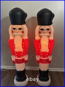 1988 TPI Nutcracker Soldiers Christmas Blow Mold 38 inch Matching Pair Vintage 2