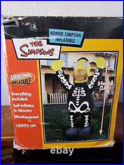 2003 Homer Simpson 8 Foot Lighted Skeleton Halloween Airblown Inflatable. Tested
