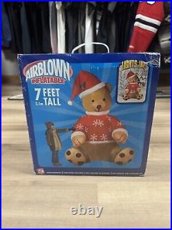 2004 Gemmy Airblown Inflatable 7ft Christmas Teddy Bear NEW (VERY RARE)