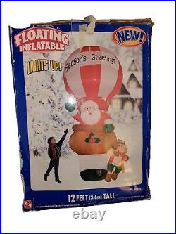 2005 Gemmy 12 FOOT Floating Inflatable Lights Up Hot Balloon Santa TESTED