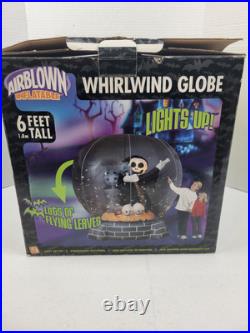 2006 Gemmy Halloween 6ft Whirlwind Globe Airblown Inflatable Skulls Grim Reaper