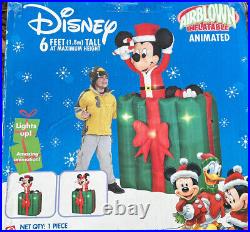 2007 Gemmy 6' Animated Mickey & Minnie LIGHTED Christmas Inflatable Airblown