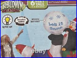 2007 Gemmy 6' Penguin WithANIMATED Snowball LIGHTED Christmas Inflatable Airblown
