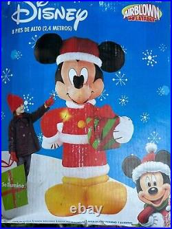 2007 Gemmy 8' Mickey Mouse Holding Present Lighted Christmas Inflatable Airblown