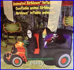 2009 Gemmy 7' Hot Rod Hearse With Dracula Lighted Airblown Inflatable Works