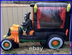 2009 Gemmy 7' Hot Rod Hearse With Dracula Lighted Airblown Inflatable Works