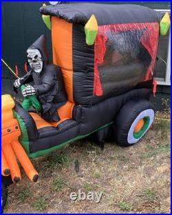 2009 Gemmy 7' Hot Rod Hearse With Dracula Lighted Airblown Inflatable Works