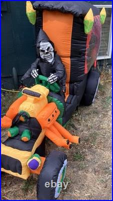 2009 Gemmy 7' Hot Rod Hearse With Dracula Lighted Airblown Inflatable Works