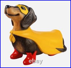 2025 Halloween Blow Mold Super Hero Dachsund Weiner Wiener Dog Statue 14-in