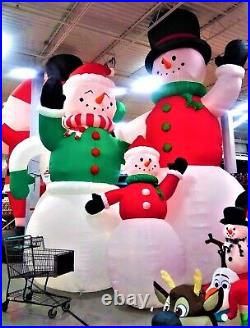21' TALL HUGE LED 21' X 15' X 12' SNOWMAN FAMILY Christmas Yard Decor Inflatable