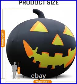 26FT Giant Inflatable Halloween Pumpkin Yard Decoration withBlower LED Black