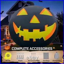 26FT Giant Inflatable Halloween Pumpkin Yard Decoration withBlower LED Black