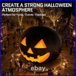 26FT Giant Inflatable Halloween Pumpkin Yard Decoration withBlower LED Black