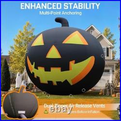 26FT Giant Inflatable Halloween Pumpkin Yard Decoration withBlower LED Black