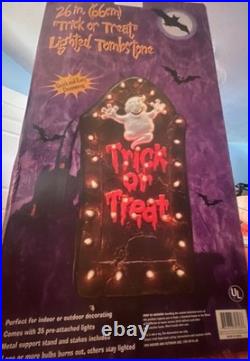26 Trick or Treat Lighted Tombstone vintage vacuum form retired Halloween withbox