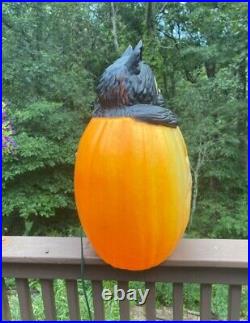 28 Lighted Halloween Blow Mold Jack-O-Lantern Pumpkin Black Cat TPI Canada'94