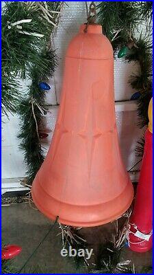 28 Vtg Christmas Blowmold & Wire Yard Lights Santa Snowman Municipal Bell