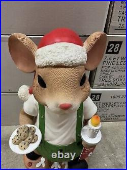 2.5 ft LED Pre-Lit Christmas Santa Mouse With Cookies Candle Blow Mold Decor