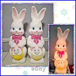 2 Empire Easter Rabbit Plastic Blow Mold White 1995 Bunny Basket 22 You get 2