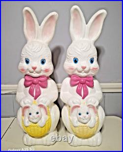 2 Empire Easter Rabbit Plastic Blow Mold White 1995 Bunny Basket 22 You get 2