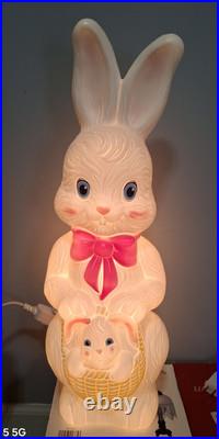 2 Empire Easter Rabbit Plastic Blow Mold White 1995 Bunny Basket 22 You get 2