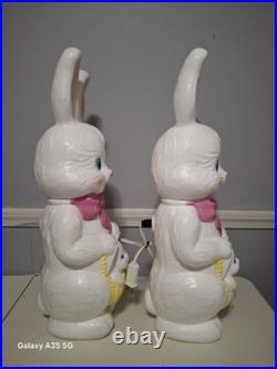 2 Empire Easter Rabbit Plastic Blow Mold White 1995 Bunny Basket 22 You get 2