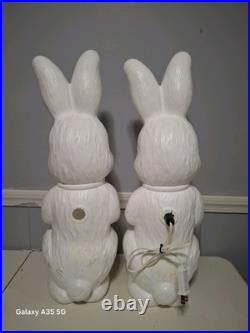 2 Empire Easter Rabbit Plastic Blow Mold White 1995 Bunny Basket 22 You get 2