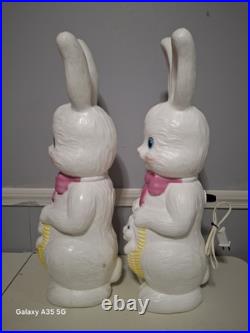 2 Empire Easter Rabbit Plastic Blow Mold White 1995 Bunny Basket 22 You get 2