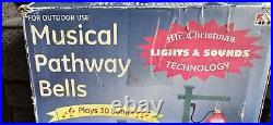 2 Mr. Christmas Lighted Musical Pathway Bells Green Red Tested Works FLAWS READ