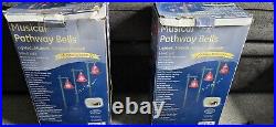2 Mr. Christmas Lighted Musical Pathway Bells Green Red Tested Works FLAWS READ