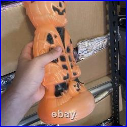 (2) SCARECROW PUMPKIN BLOW MOLD JACK-O-LANTERN 13.5 TALL Halloween Light Up