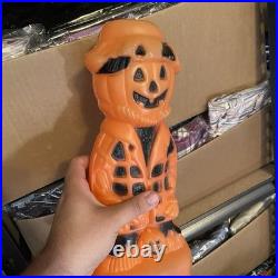 (2) SCARECROW PUMPKIN BLOW MOLD JACK-O-LANTERN 13.5 TALL Halloween Light Up