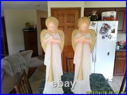 2 Tpi Angels W / Trumpets Christmas Blow Molds (both Working)