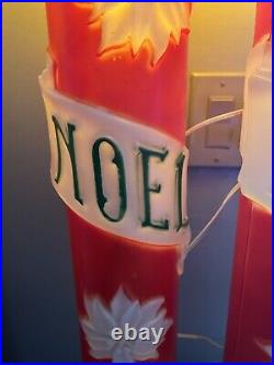 2 VTG 38 General Foam/Empire Green Lettering Noel Candle Christmas Blow Molds