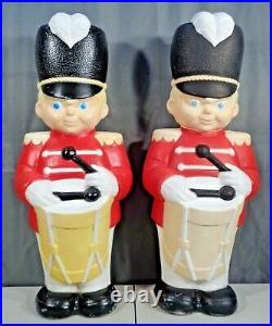 2 VTG Drummer Boys Soldiers 33 Lighted Blow Molds Christmas Grand Venture Pair