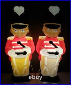2 VTG Drummer Boys Soldiers 33 Lighted Blow Molds Christmas Grand Venture Pair