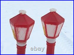 (2) Vintage 1969 Empire Christmas Lamp Post Candle Lighted Blow Molds 39 Tall