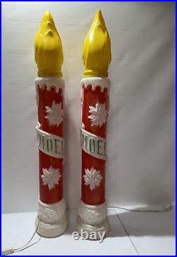 2 Vintage 1973 CHRISTMAS CANDLE NOEL BLOW MOLD EMPIRE Plastic