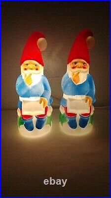 2 Vintage 1978 Empire Elf Gnomes Christmas Blow Molds! Works