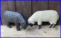 2 Vintage Black Sheep White Sheep Blow Mold Yard Decor Non Light