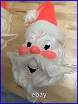2 Vintage Blow Mold Xmas Santa Claus Head Face Porch Light Lamp Post Mask COVER