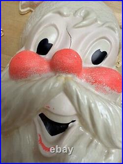 2 Vintage Blow Mold Xmas Santa Claus Head Face Porch Light Lamp Post Mask COVER