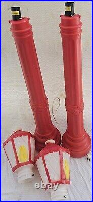 2 Vintage Empire Blow Mold Light Up Christmas Lantern Flame Lamp Post Candle 39