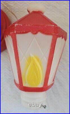 2 Vintage Empire Blow Mold Light Up Christmas Lantern Flame Lamp Post Candle 39