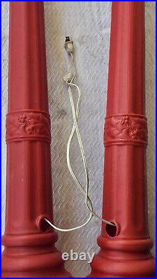 2 Vintage Empire Blow Mold Light Up Christmas Lantern Flame Lamp Post Candle 39