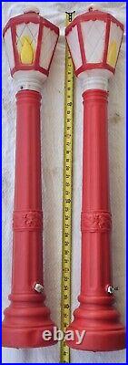 2 Vintage Empire Blow Mold Light Up Christmas Lantern Flame Lamp Post Candle 39