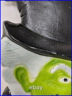 2 Vintage Halloween Don Featherstone Union Blow Mold Lights Green Witch Faces