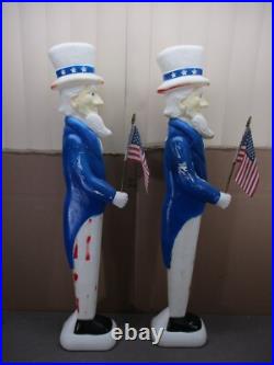 2 Vintage UNCLE SAM Lighted Patriotic Blow Molds w Flags By Don Featherstone 36